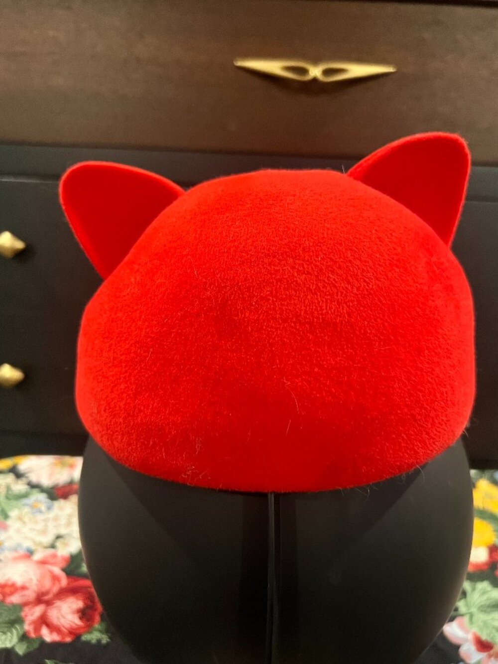 Eugenia Kim Caterina Cat Ear Rabbit Hair Felt Hat Red M NWT